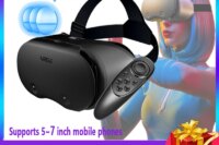 VRG Pro X7 3D Helmet Virtual Reality VR Glasses Smartphone Lense With Controller Headphone For 5 To 7 Inches Blue Light Glasses