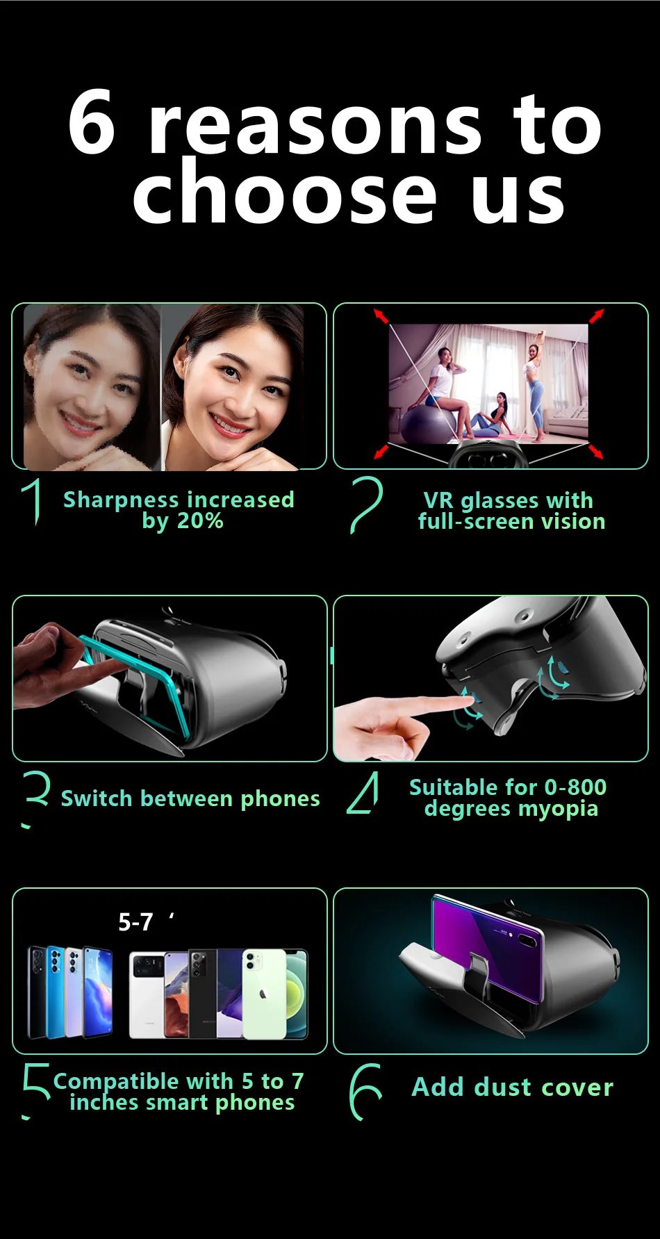 VRG Pro X7 3D Helmet Virtual Reality VR Glasses Smartphone Lense With Controller Headphone For 5 To 7 Inches Blue Light Glasses