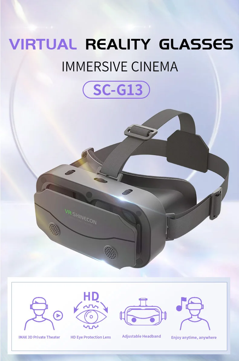 VR SHINECON G13 Virtual Reality Helmet 3D Glasses Casque Goggles Binoculars Smartphone Smart Phone Goggles Headset Accessories