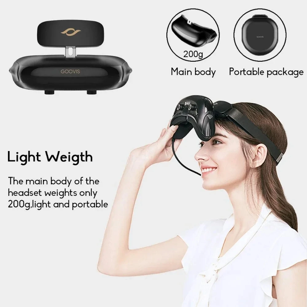 GOOVIS Pro VR Headset 4K Dual OLED Screens – 3D Private Cinema FPV Goggles for Drone Blu-ray & Game Console Compatible HD VR