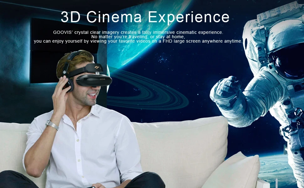 GOOVIS Pro VR Headset 4K Dual OLED Screens – 3D Private Cinema FPV Goggles for Drone Blu-ray & Game Console Compatible HD VR
