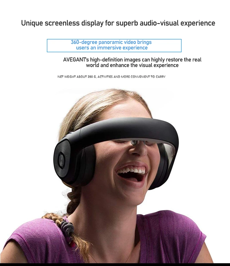 All-in-one VR Headset Audio with Video Adjustable Pupil Distance 2D / 3D Switching 360° Panoramic Viewing Private Theater
