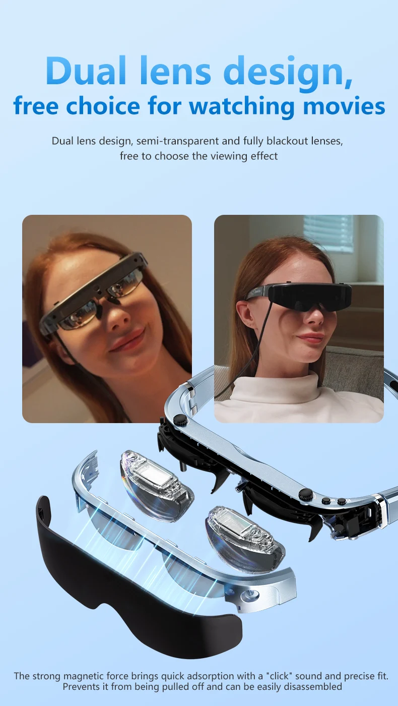 Head Mounted 512GB Android system Video Smart Glasses thin and light 3D glasses games movies 3D VR OLEDVR Headset video glasses