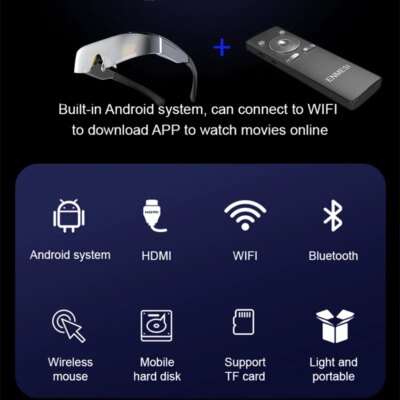 New Design ultra light and thin 3D Smart Video Glasses Virtual Reality Games 3d vr headset HD giant screen cinema smart glasses - Image 6