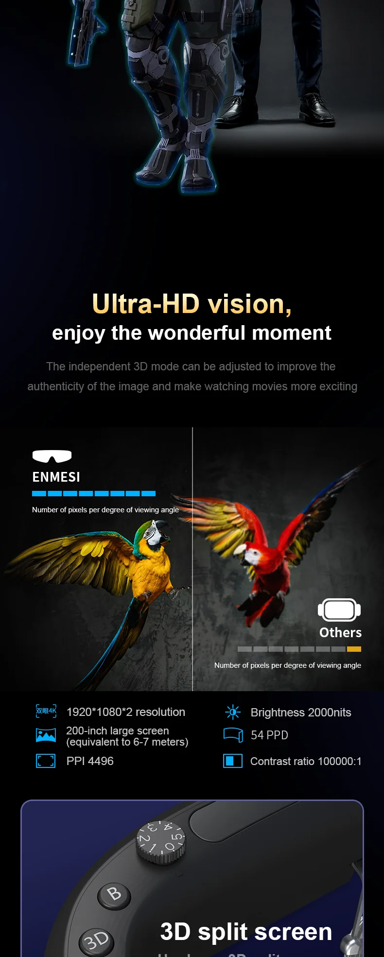 New Design ultra light and thin 3D Smart Video Glasses Virtual Reality Games 3d vr headset HD giant screen cinema smart glasses