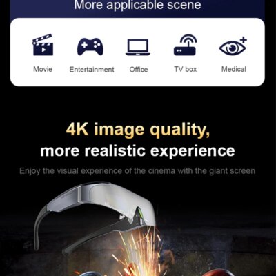 New Design ultra light and thin 3D Smart Video Glasses Virtual Reality Games 3d vr headset HD giant screen cinema smart glasses - Image 2