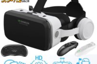 G04EB VR Glasses 3D Virtual Reality Glasses Google Cardboard Box Stereo Mic Headset Helmet for 5.5-7.2" Phone,Support Joystick