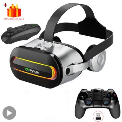 Viar 3D Virtual Reality VR Glasses Headset Bluetooth Devices Helmet Lenses Goggles Smart Smartphone Phone Headphones Mobile Game