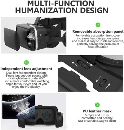 Shinecon VR Glasses Headset Virtual Reality Devices Lenses Goggles Helmet Viar 3D For Smartphones Smart Phone Headphones Hedset - Image 2