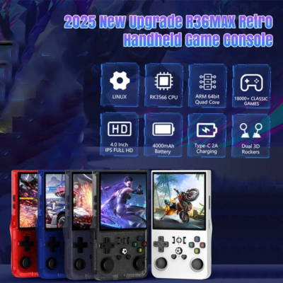 WDYQJE Gaming Console Handheld R36MAX Retro Handheld Game Console Linux System 4'' IPS Screen R36 Portable Pocket Video Player - Image 3