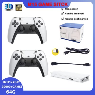 Video Game Sticks M15 pro Console 2.4G Dual Wireless Controller Game Stick 4K 20000 games Retro game For ropshiopping Xmas Gift