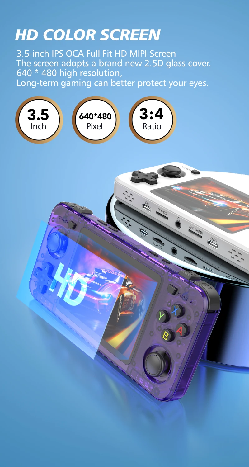 BOYHOM New R36H Retro Handheld Console Open-Source Linux System Classic Game Consoles 3.5 inch IPS Screen Portable Video Player