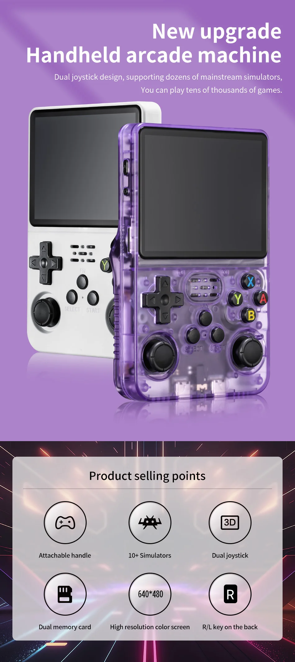 WDYQJE 128GB R36S Retro Handheld Games Console Linux System Boy Gift Video Gaming Console 20000 Games Portable Video Player