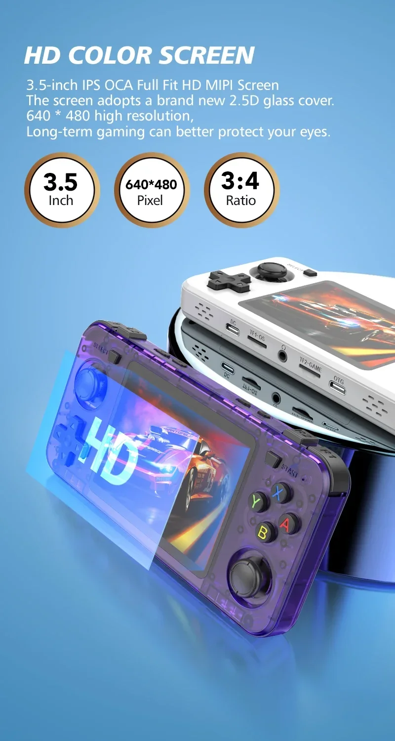 BOYHOM R36H Dual-RAM & Genuine Linux ARKOS Retro Handheld Classic Game Consoles 3.5 inch IPS Screen Portable Video Player