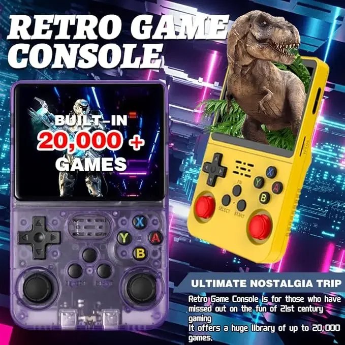 R36S Classic Retro Game Console with ARKOS System Video Games Single Card Portable Hand-held Gaming Console Kids Gift 3.5 Inch