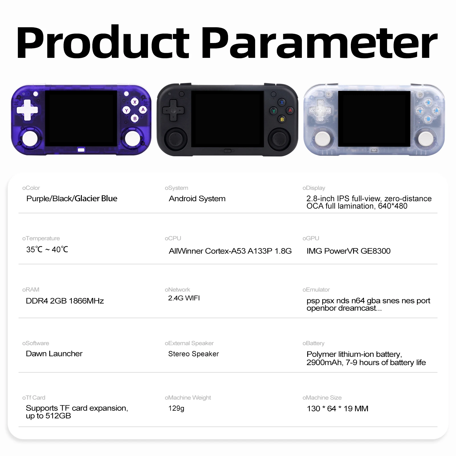 AMPOWN Mini Zero 28 Handheld Game Players Consoles 2.8 Inch IPS OCA Viewing Angle Portable Retro Video Game Android System Gift