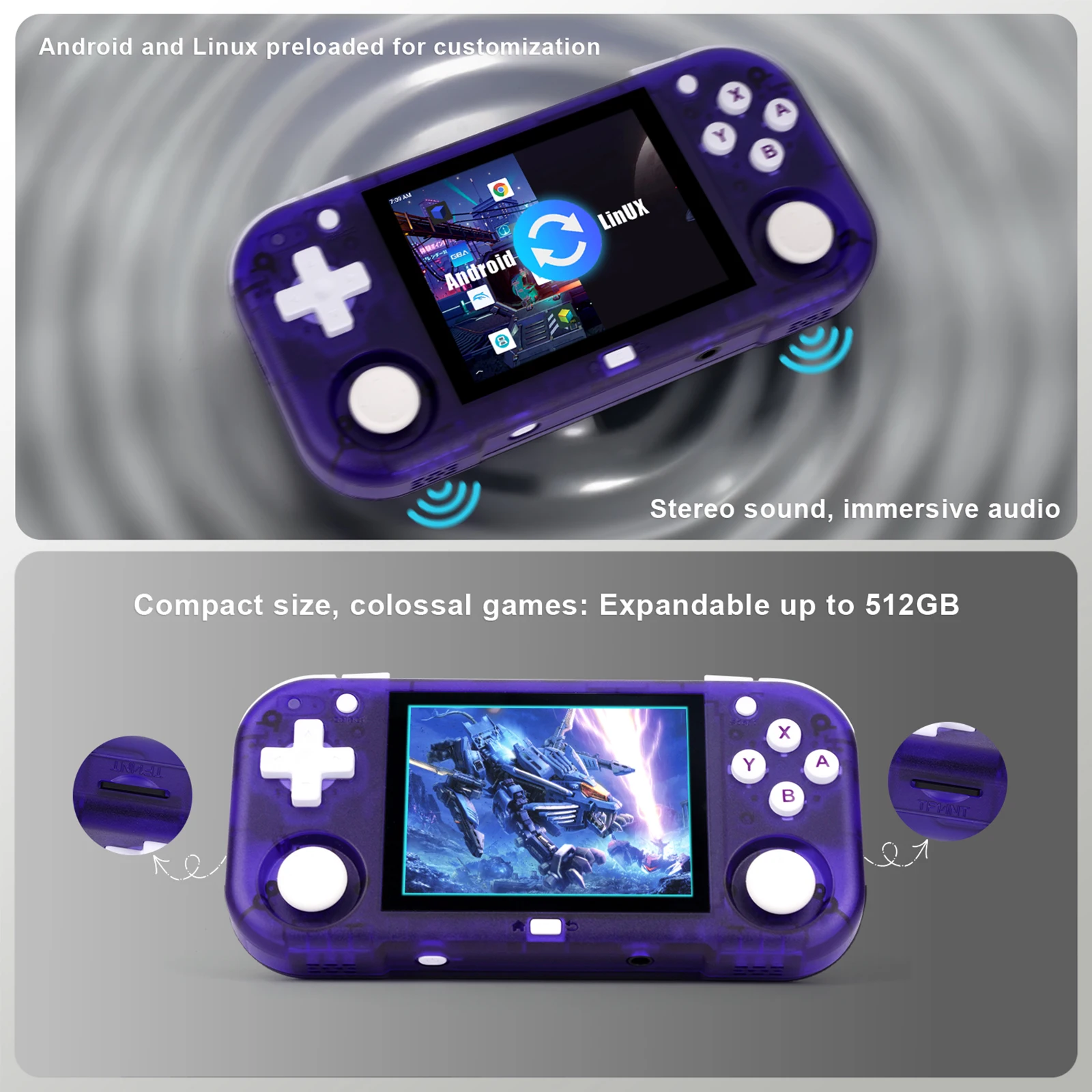 AMPOWN Mini Zero 28 Handheld Game Players Consoles 2.8 Inch IPS OCA Viewing Angle Portable Retro Video Game Android System Gift