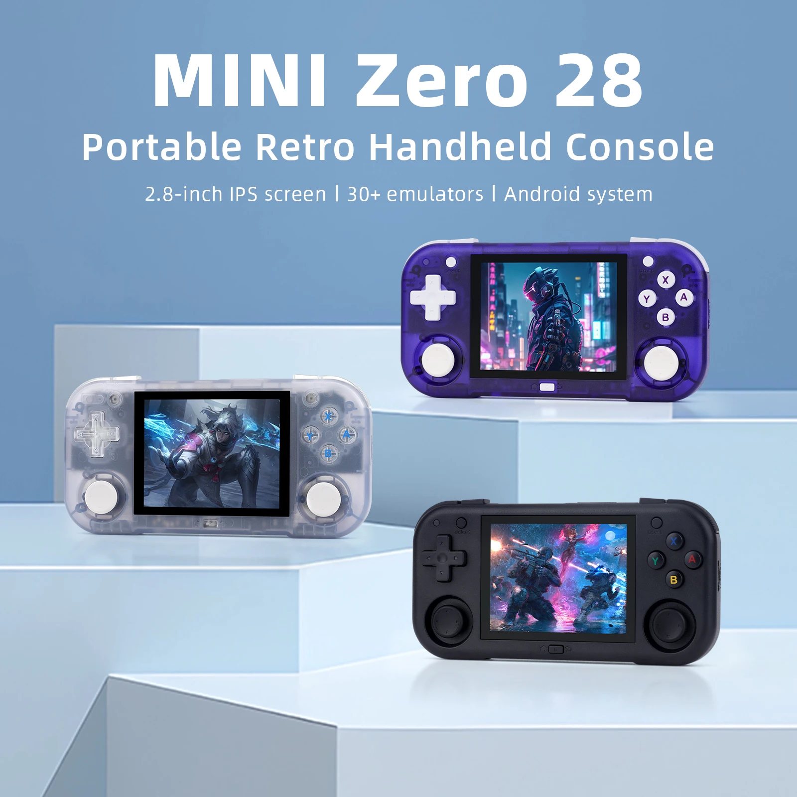 AMPOWN Mini Zero 28 Handheld Game Players Consoles 2.8 Inch IPS OCA Viewing Angle Portable Retro Video Game Android System Gift