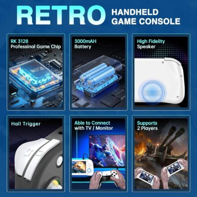 XF43 128G Handheld Video Game Console Retro Gaming Retroid Pocket 4.3 Inch IPS Screen Built-in 22000+ Classic Games 20 Emulators - Image 6