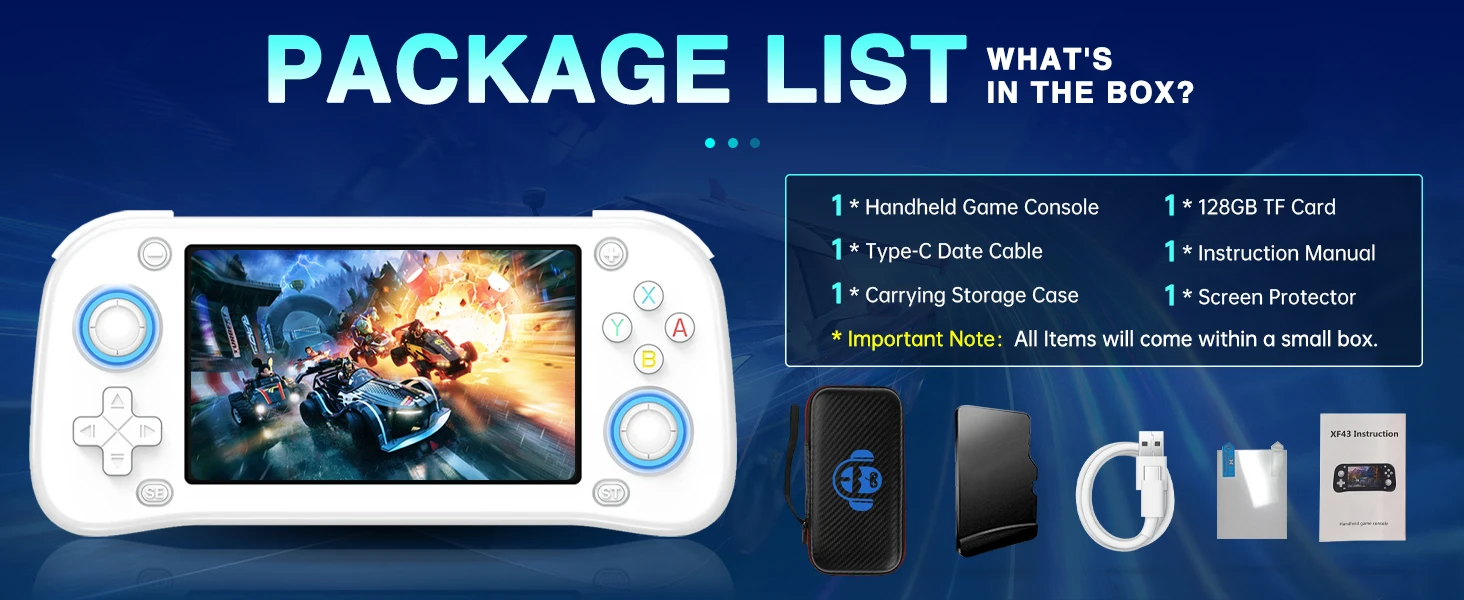 XF43 128G Handheld Video Game Console Retro Gaming Retroid Pocket 4.3 Inch IPS Screen Built-in 22000+ Classic Games 20 Emulators