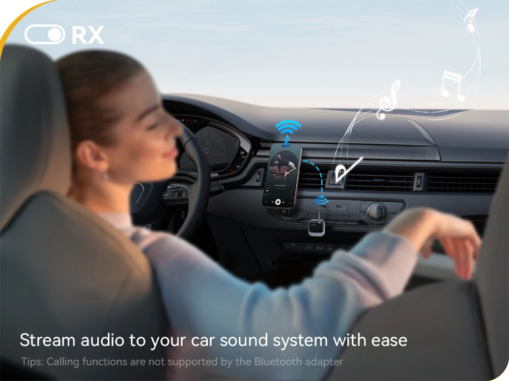 Joyroom 2-IN-1 Bluetooth 5.4 Transmitter Receiver 400mAh AUX Car Adapter With LED Display for Car Music/Hands-Free Calls
