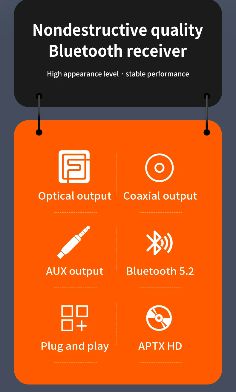Qualcomm APTX-HD Bluetooth 5.2 Audio Receiver Hifi Stereo Music CD-Quality Sound 3.5mm AUX Coaxial Optical Fiber Wirelss Adapter Qualcomm APTX-HD Bluetooth 5.2 Audio Receiver Hifi Stereo Music CD-Quality Sound 3.5mm AUX Coaxial Optical Fiber Wirelss Adapter