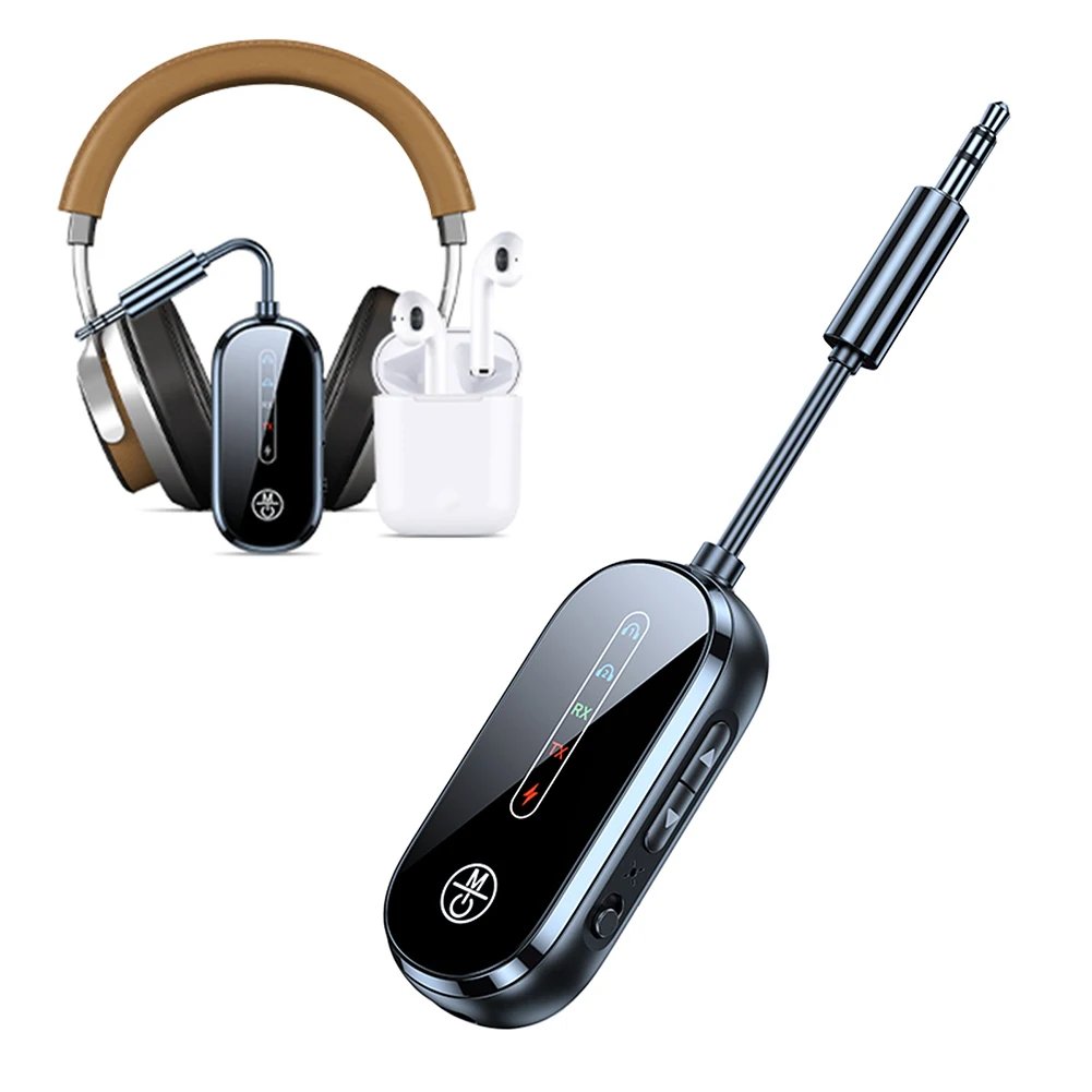 Airplane Bluetooth-Compatible 5.4 Adapter 3.5mm Low Latency Audio Adapter Supports 2 AirPods Or Headphones Wireless BT Receiver