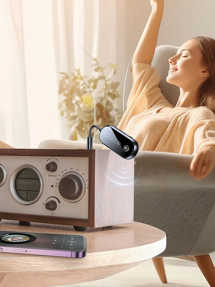 Airplane Bluetooth-Compatible 5.4 Adapter 3.5mm Low Latency Audio Adapter Supports 2 AirPods Or Headphones Wireless BT Receiver