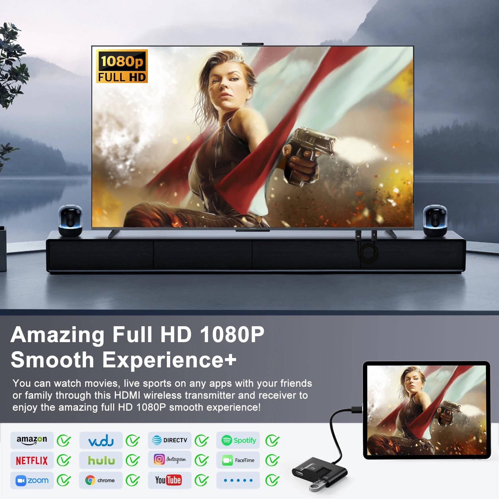 Wireless USB C to HDMI transmitter and receiver Adapter/Wireless display adapter Extender TV Suitable for iPhone 15 /Macbook - Image 6