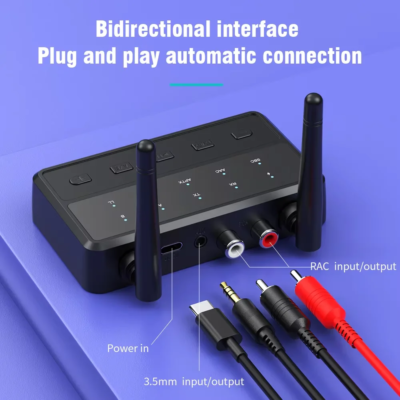 Bluetooth 5.4 Receiver Transmitter aptX HD/LL Low Latency 3.5mm AUX RCA Wireless Audio Adapter Connect two Bluetooth devices - Image 5