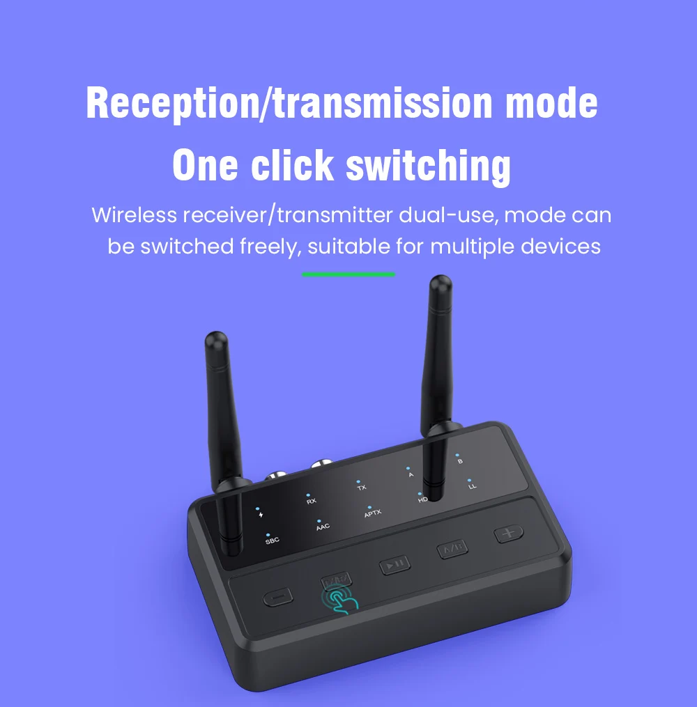 Bluetooth 5.4 Receiver Transmitter aptX HD/LL Low Latency 3.5mm AUX RCA Wireless Audio Adapter Connect two Bluetooth devices