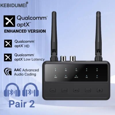 Bluetooth 5.4 Receiver Transmitter aptX HD/LL Low Latency 3.5mm AUX RCA Wireless Audio Adapter Connect two Bluetooth devices