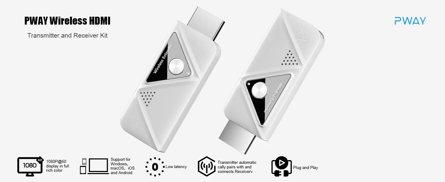 Wireless HDMI Transmitter and Receiver  30m 2.4G/5G Stable Signal for Streaming Video and Audio To Monitor From Laptop/PC/TV Box