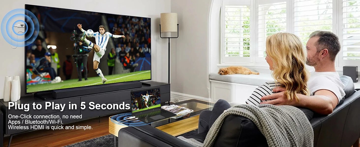 Wireless HDMI Transmitter and Receiver  30m 2.4G/5G Stable Signal for Streaming Video and Audio To Monitor From Laptop/PC/TV Box