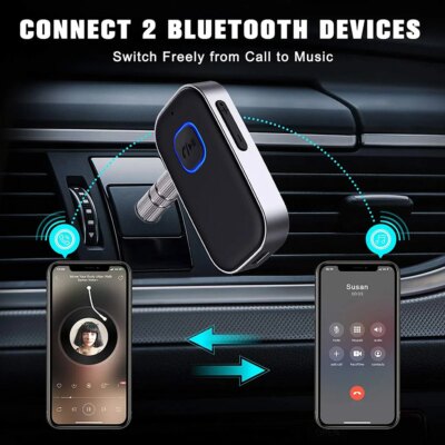 J22 Bluetooth Receiver AUX Wireless Bluetooth 5.0 Car Adapter Portable Wireless Audio Adapter 3.5mm Aux with Microphone - Image 3