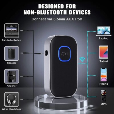 J22 Bluetooth Receiver AUX Wireless Bluetooth 5.0 Car Adapter Portable Wireless Audio Adapter 3.5mm Aux with Microphone - Image 4