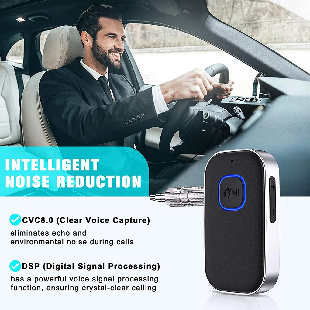 J22 Bluetooth Receiver AUX Wireless Bluetooth 5.0 Car Adapter Portable Wireless Audio Adapter 3.5mm Aux with Microphone