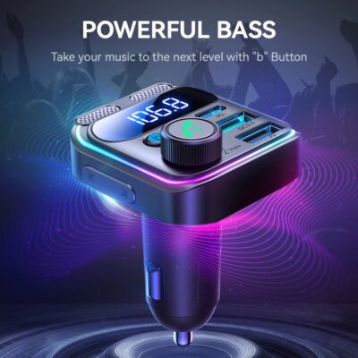 JOYROOM 48W Bluetooth 5.3 Car FM Transmitter Dual Mics PD&QC 3.0 Car Fast Charging Charger Adapter U Disk Hands-Free Calling - Image 4