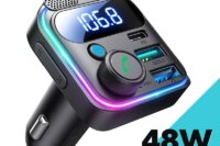 JOYROOM 48W Bluetooth 5.3 Car FM Transmitter Dual Mics PD&QC 3.0 Car Fast Charging Charger Adapter U Disk Hands-Free Calling