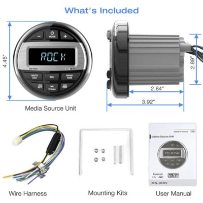Boat Radio Media Player Marine Stereo MP3 Waterproof Bluetooth Audio Radio FM AM Receiver Fit for Harvesters ATV UTV SPA RZR - Image 6