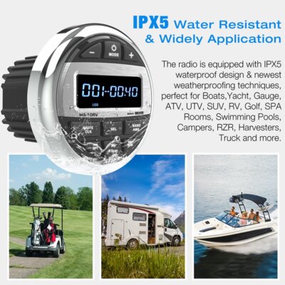 Boat Radio Media Player Marine Stereo MP3 Waterproof Bluetooth Audio Radio FM AM Receiver Fit for Harvesters ATV UTV SPA RZR - Image 2