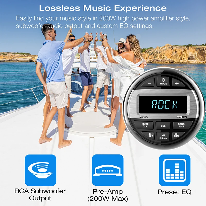 Boat Radio Media Player Marine Stereo MP3 Waterproof Bluetooth Audio Radio FM AM Receiver Fit for Harvesters ATV UTV SPA RZR Boat Radio Media Player Marine Stereo MP3 Waterproof Bluetooth Audio Radio FM AM Receiver Fit for Harvesters ATV UTV SPA RZR