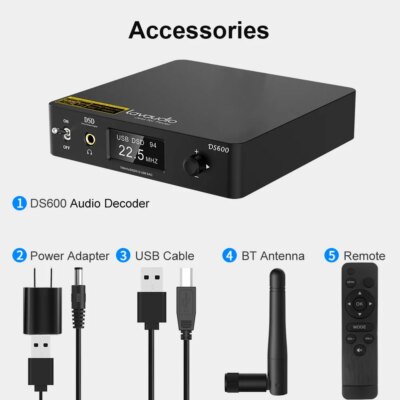 1Mii DS600 Hi-Res DAC DSD512 & PCM 32bit/768kHz XMOS XU208 & 2 X ES9038Q2M D Class Amplifier Bluetooth Audio Receiver - Image 6