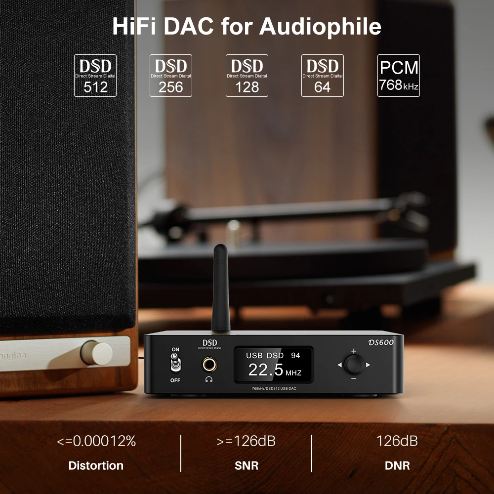 1Mii DS600 Hi-Res DAC DSD512 & PCM 32bit/768kHz XMOS XU208 & 2 X ES9038Q2M D Class Amplifier Bluetooth Audio Receiver 1Mii DS600 Hi-Res DAC DSD512 & PCM 32bit/768kHz XMOS XU208 & 2 X ES9038Q2M D Class Amplifier Bluetooth Audio Receiver