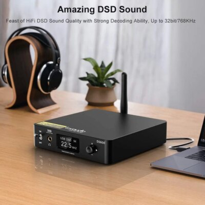 1Mii DS600 Hi-Res DAC DSD512 & PCM 32bit/768kHz XMOS XU208 & 2 X ES9038Q2M D Class Amplifier Bluetooth Audio Receiver - Image 5