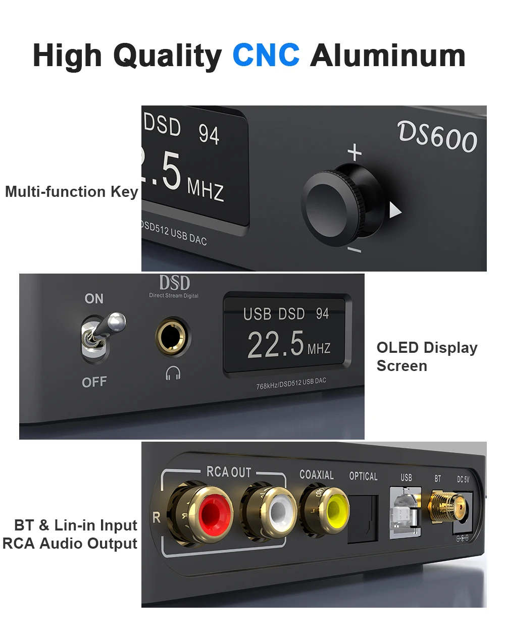 1Mii DS600 Hi-Res DAC DSD512 & PCM 32bit/768kHz XMOS XU208 & 2 X ES9038Q2M D Class Amplifier Bluetooth Audio Receiver 1Mii DS600 Hi-Res DAC DSD512 & PCM 32bit/768kHz XMOS XU208 & 2 X ES9038Q2M D Class Amplifier Bluetooth Audio Receiver
