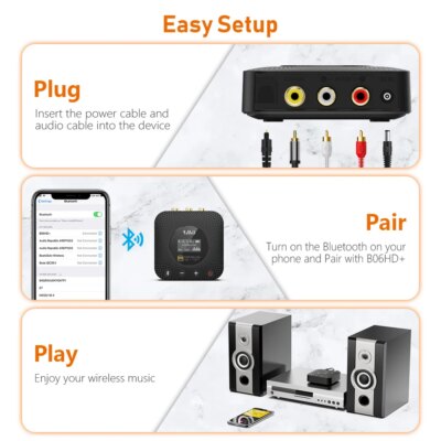 1Mii B06HD+ Hi-Res Bluetooth 5.1 Music Receiver for Home Stereo w/LDAC OLED Display for Wireless AV Receiver/Amplifier - Image 4