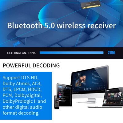 HD820B 5.1CH Audio Converter Decoder Bluethooth 5.0 Receiver DAC HDMI-compatible  ARC SPDIF Coaxial DTSHD AC3 FLAC APE 4K 192khz - Image 3