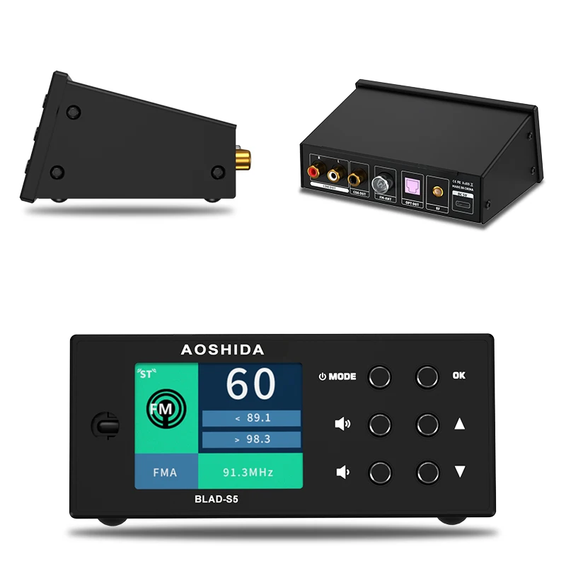 AOSHIDA BLAD-S5 Bluetooth FM Audio Reciver Bluetooth5.1 Converter 20 Meters Strong Signal RM Radio ES9038 Decoding USB DAC OPA16