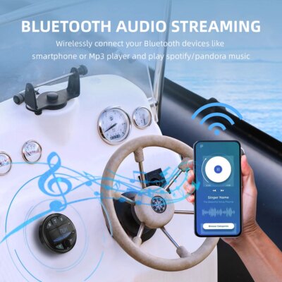 2025 Boat Radio Marine Stereo Source Media Player AM FM RDS Receiver MP3 MP4 Video Play Bluetooth AUX for ATV UTV Cart Motorcycl - Image 2